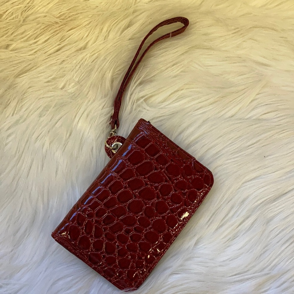 Maroon Faux Leather Wristlet